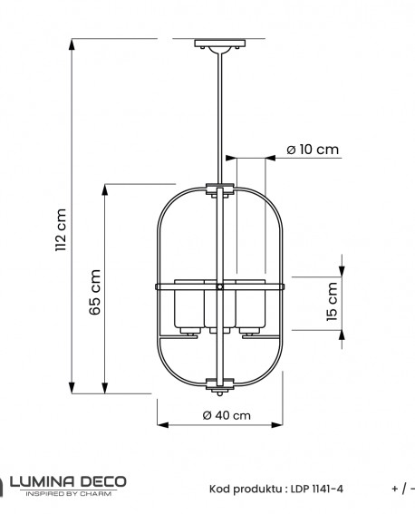 LAMPA WISZĄCA LOFT CZARNO-MOSIĘŻNA MONTEREY W4 LUMINA DECO