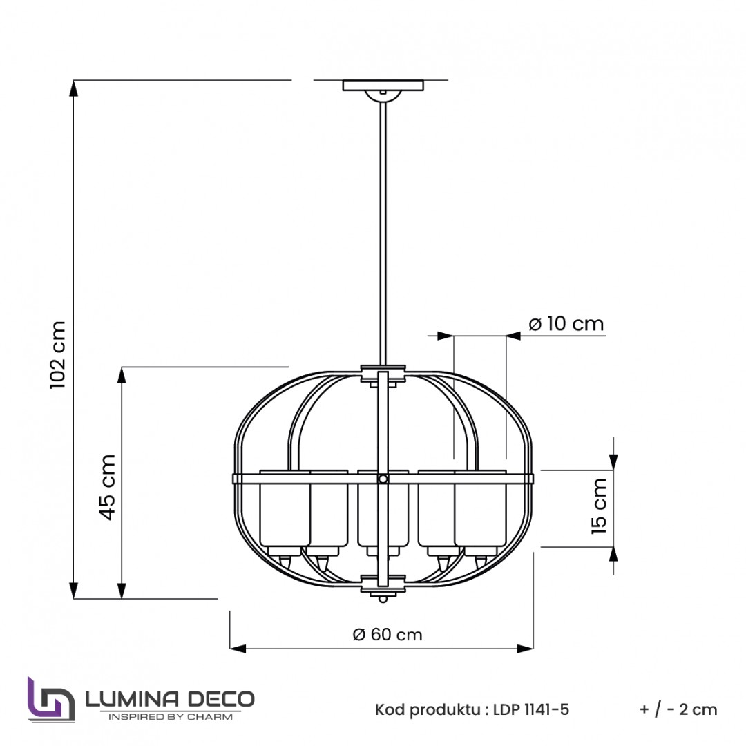 LAMPA WISZĄCA LOFT CZARNO-ZŁOTA SZCZOTKOWANA MONTEREY W5 LUMINA DECO