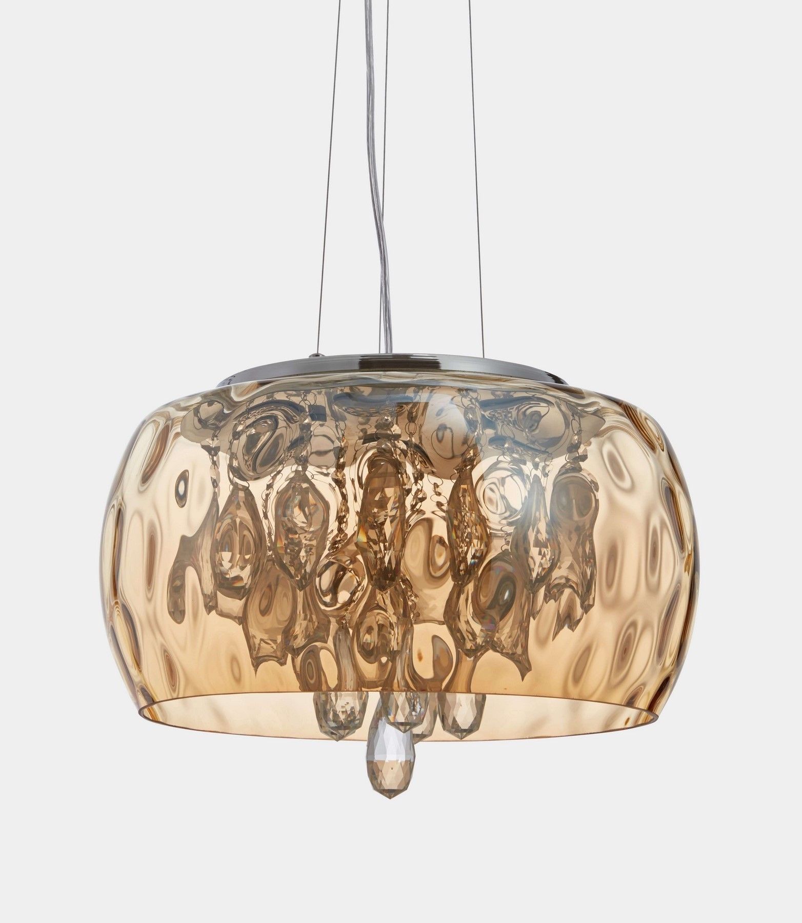 NOWOCZESNA LAMPA WISZĄCA BURSZTYNOWA RUBINA D50 LUMINA DECO