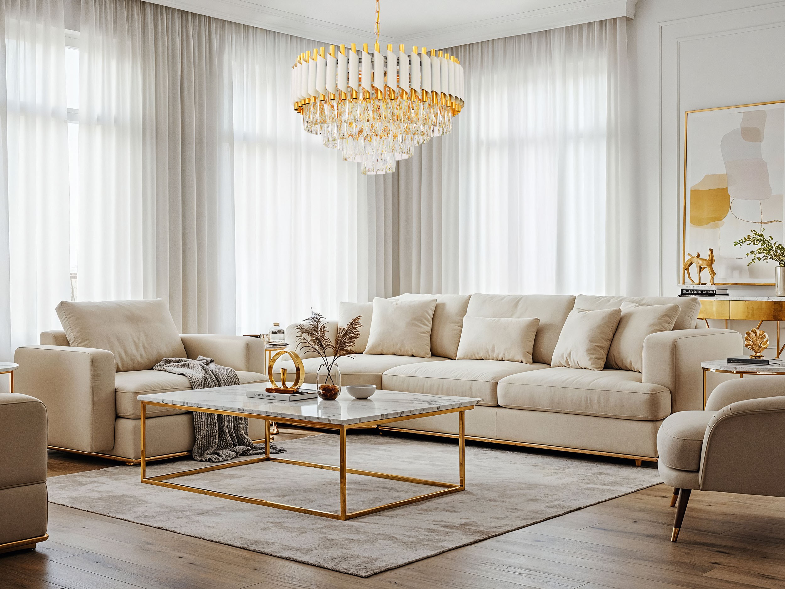 LAMPA WISZĄCA ŻYRANDOL KRYSZTAŁOWY BIAŁO-ZŁOTY MAZINI D50 LUMINA DECO