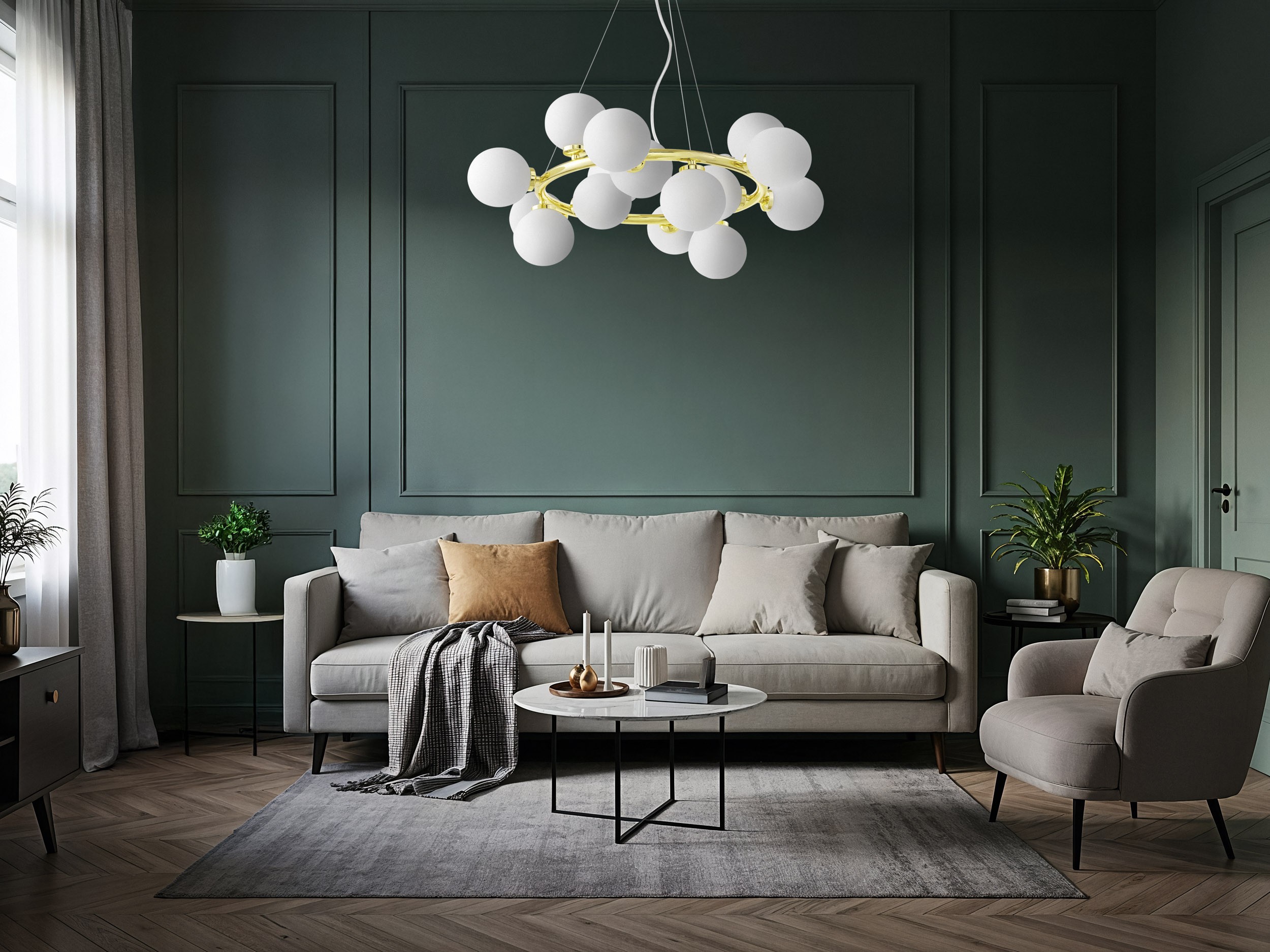 LAMPA WISZĄCA NOWOCZESNA ZŁOTO KLASYCZNE MARSIADA W15 LUMINA DECO