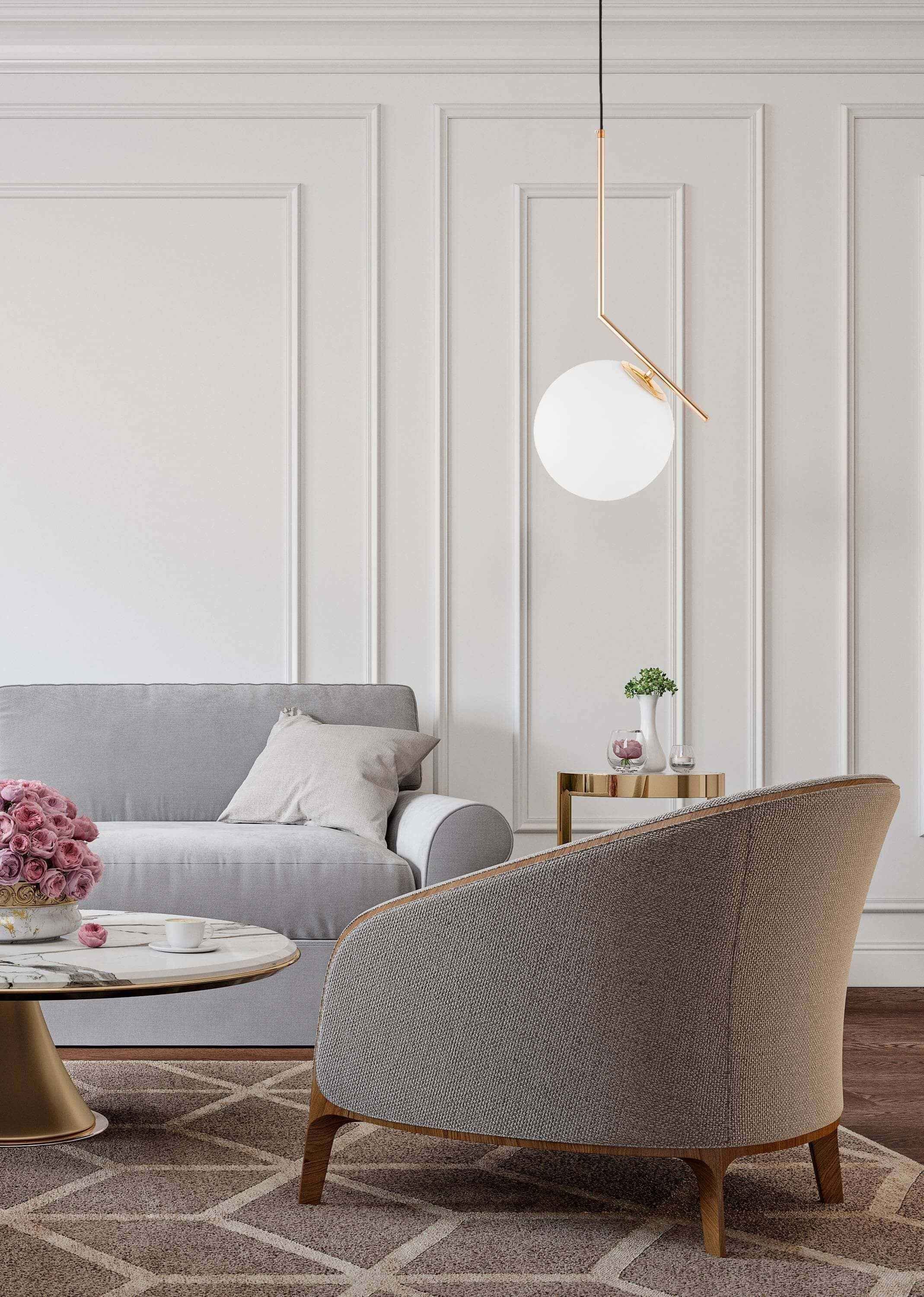 LAMPA WISZĄCA NOWOCZESNA ZŁOTA SORENTO D20 LUMINA DECO