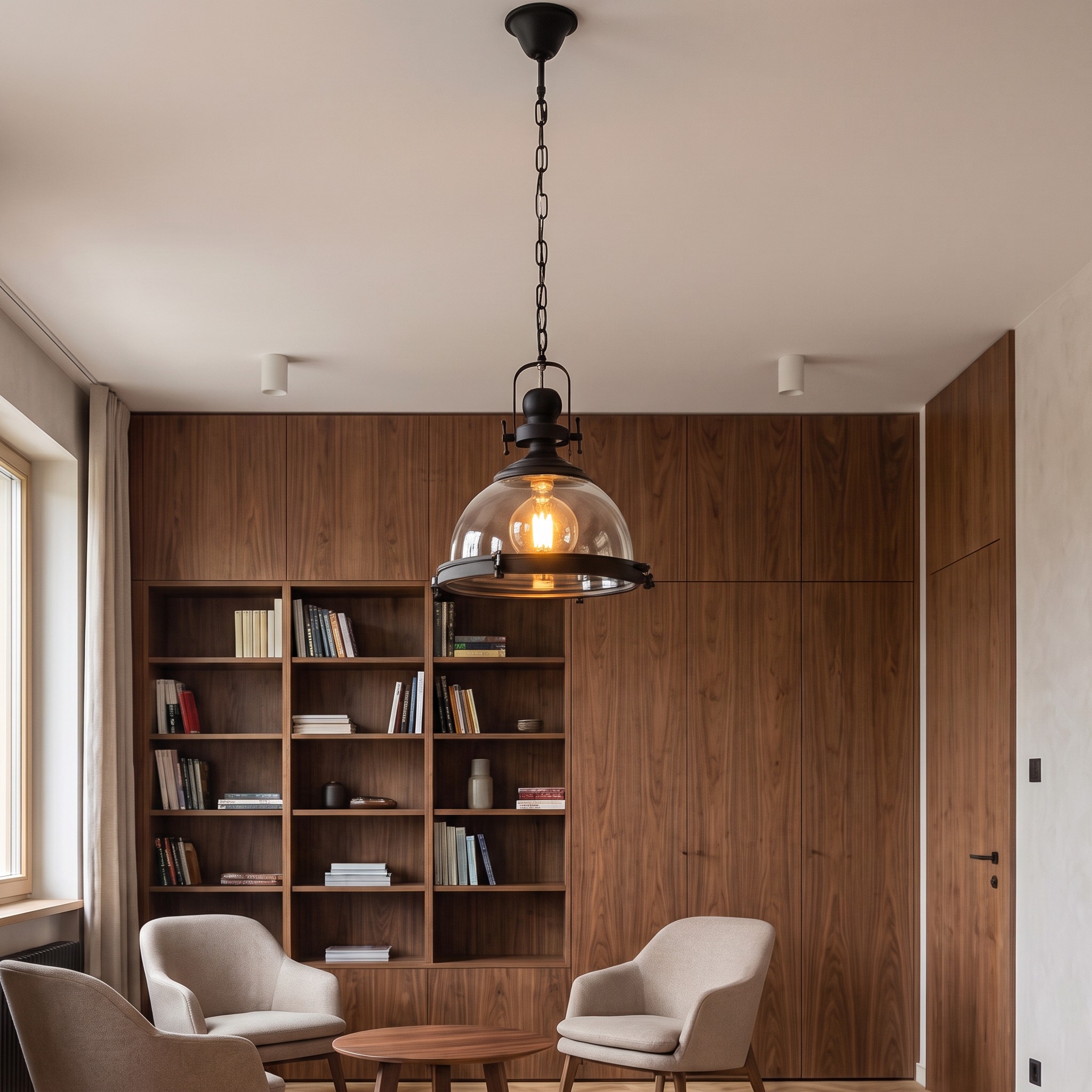 Lampa wisząca loft czarna FALCO we wnętrzu