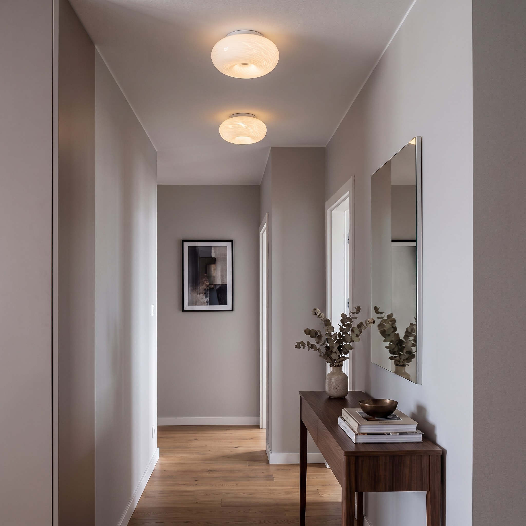 NOWOCZESNA LAMPA SUFITOWA PLAFON EVIANTE D28 we wnętrzu