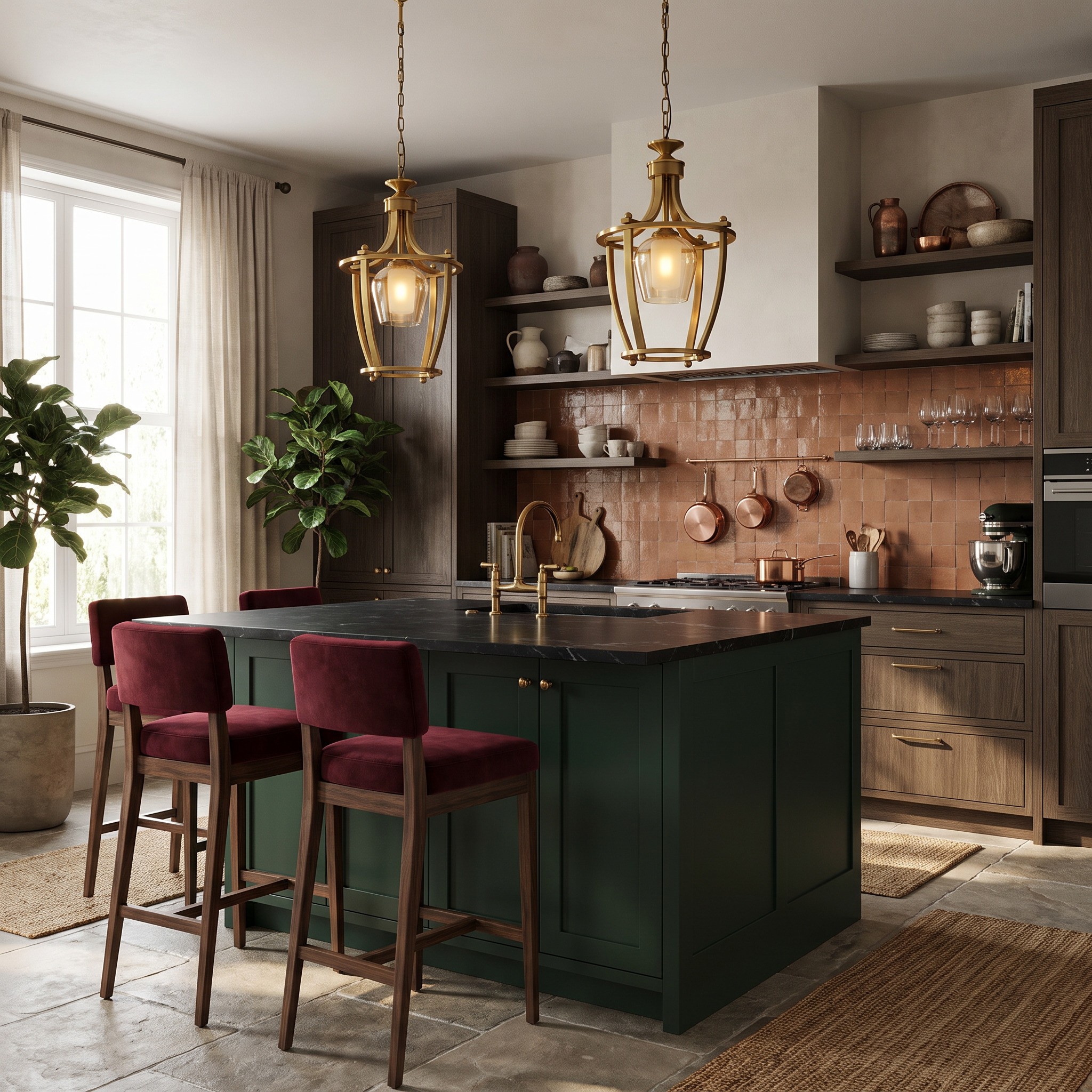 LAMPA WISZĄCA LOFT ZŁOTA BROOKLYN L1 w aranżacji