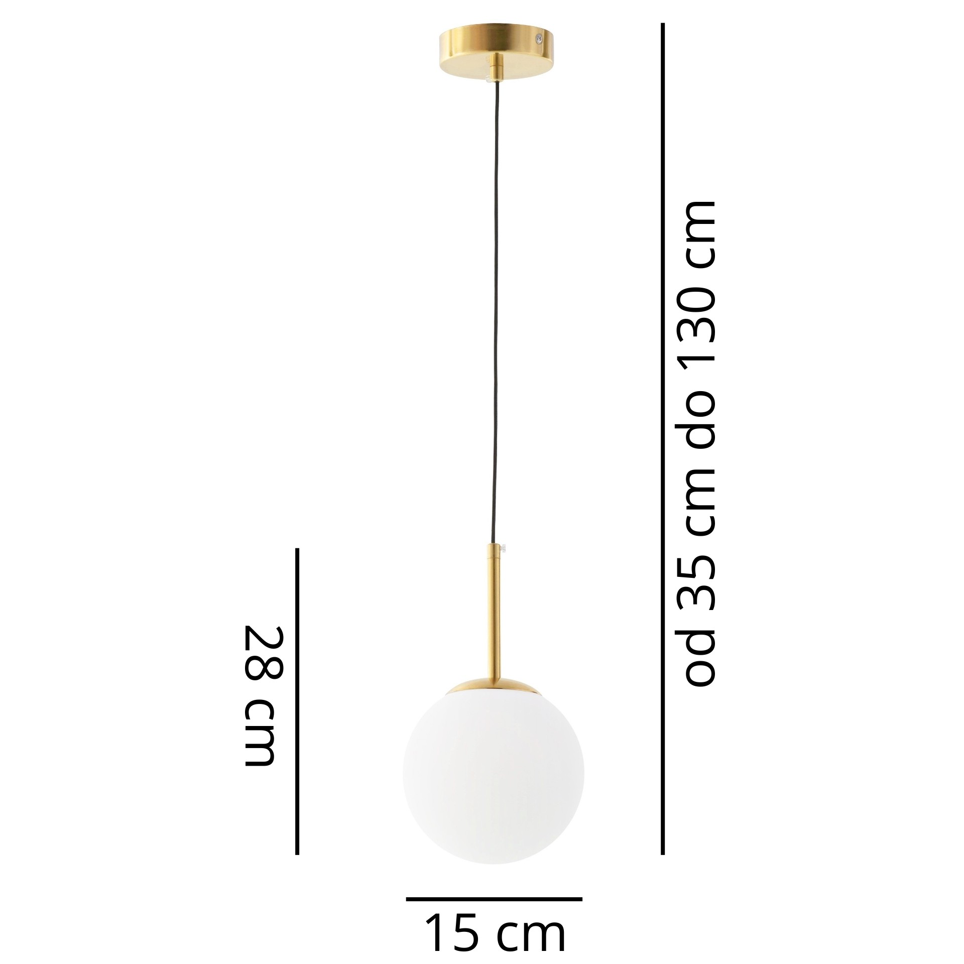 Nowoczesna lampa wisząca mosiężna FREDICA D15 - wymiary