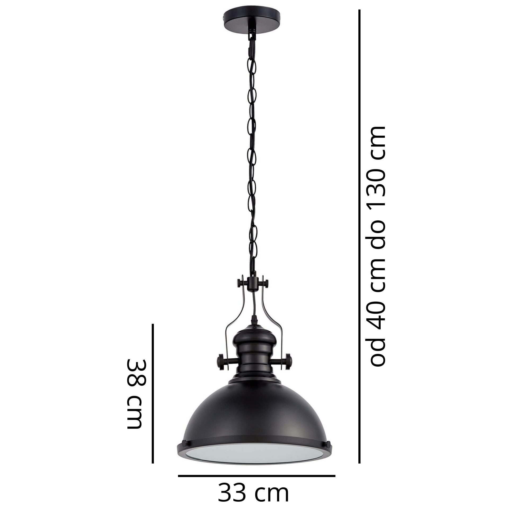 LAMPA WISZĄCA INDUSTRIALNA CZARNA ELIGIO W1 - wymiary
