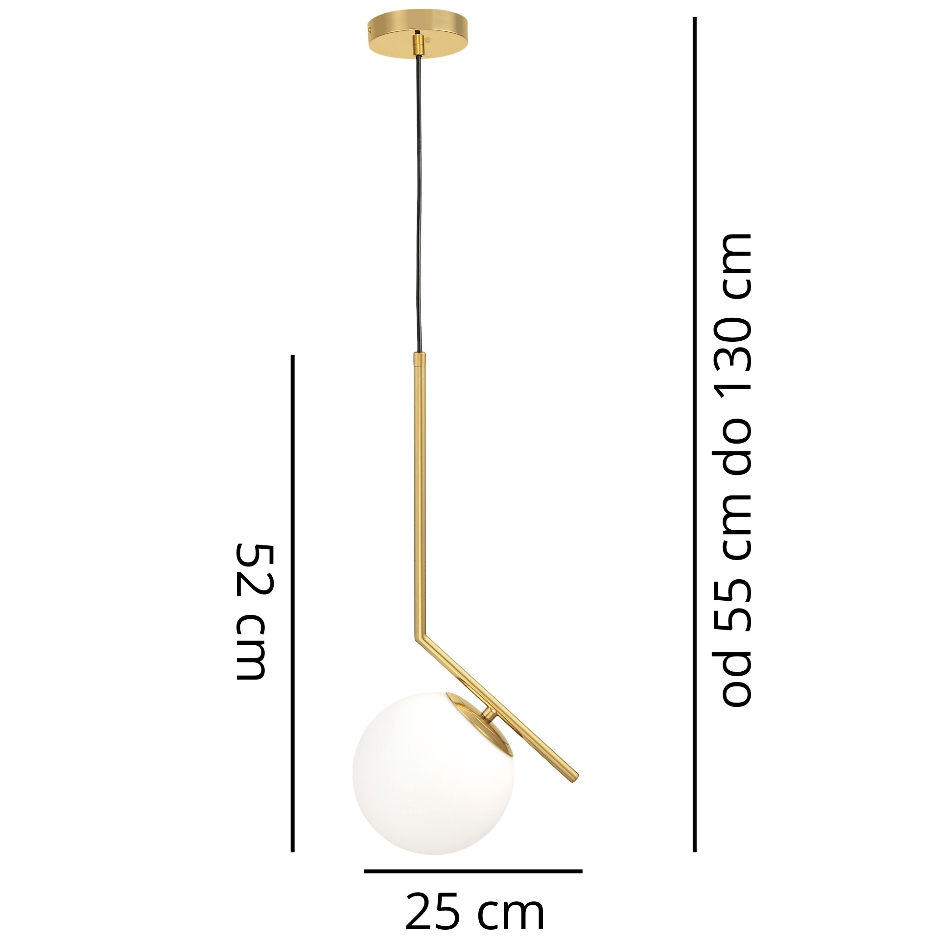 NOWOCZESNA LAMPA WISZĄCA MOSIĘŻNA SORENTO D15 - wymiary