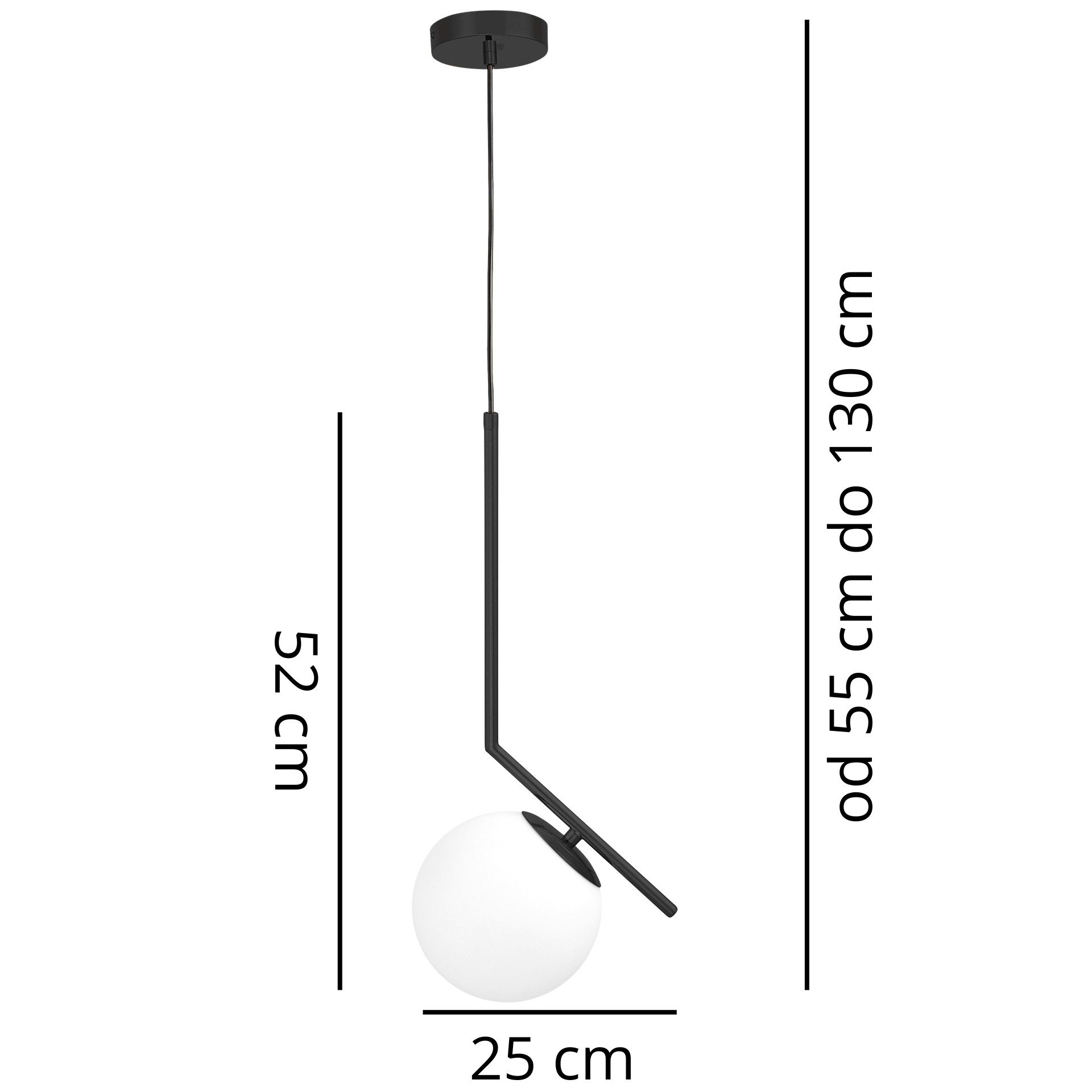 NOWOCZESNA LAMPA WISZĄCA CZARNA SORENTO D15 - wymiary