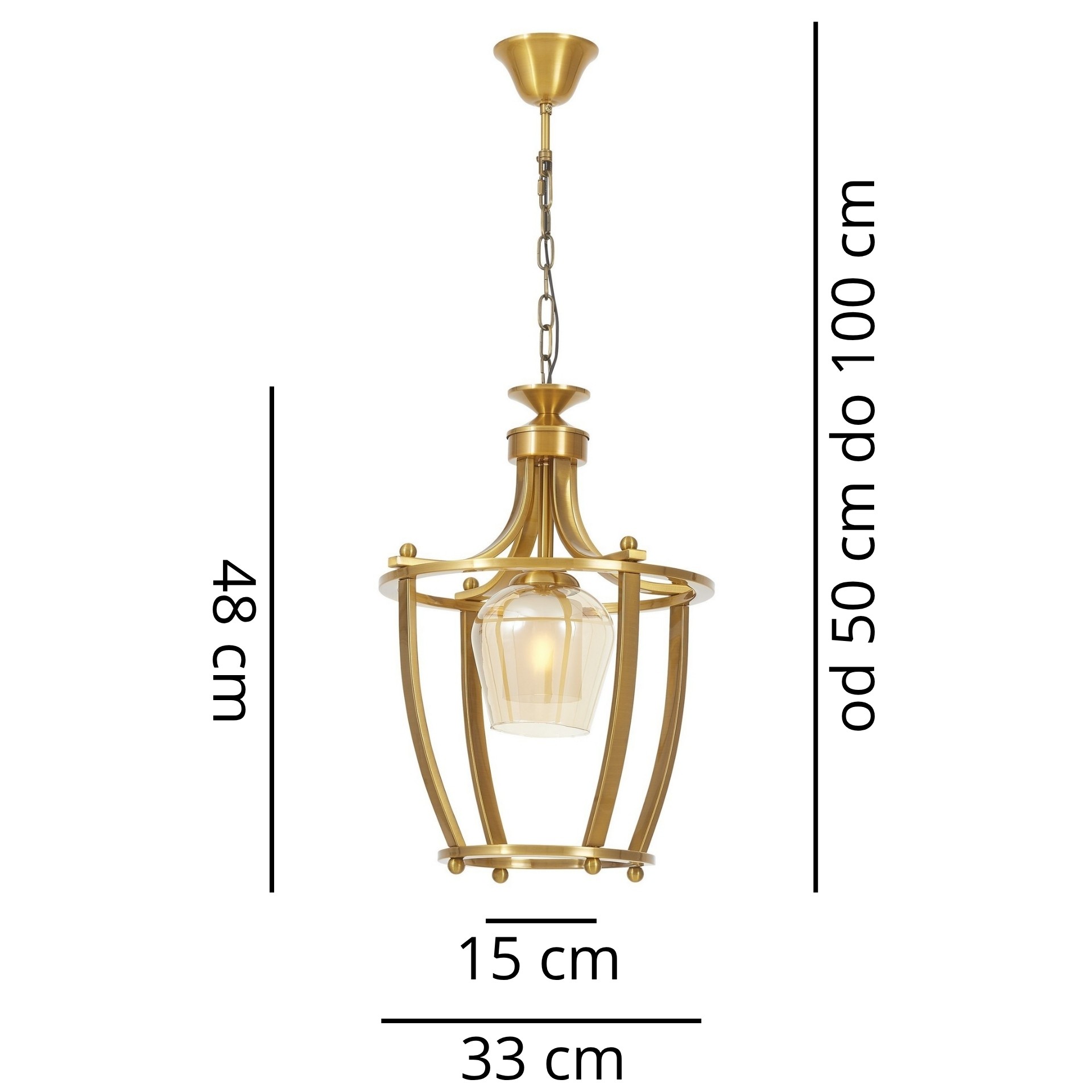 LAMPA WISZĄCA LOFT ZŁOTA BROOKLYN L1 - wymiary
