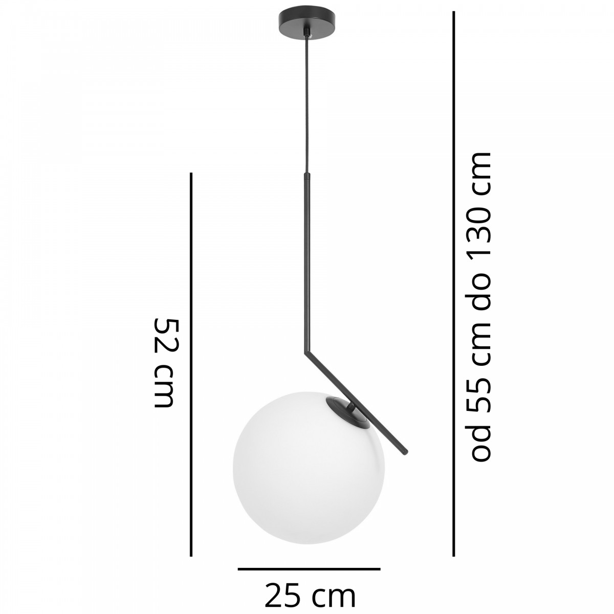 NOWOCZESNA LAMPA WISZĄCA CZARNA SORENTO D25 - wymiary